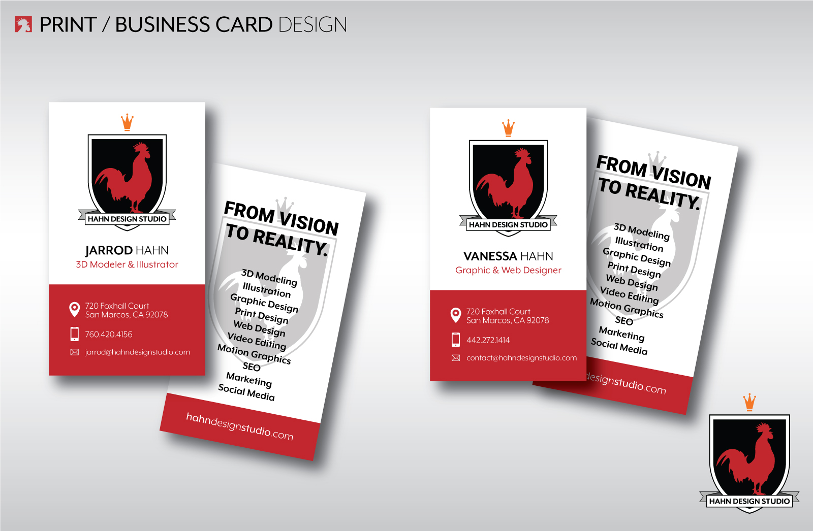 Print Design, Branding, and Business Card Design for Hahn Design Studio