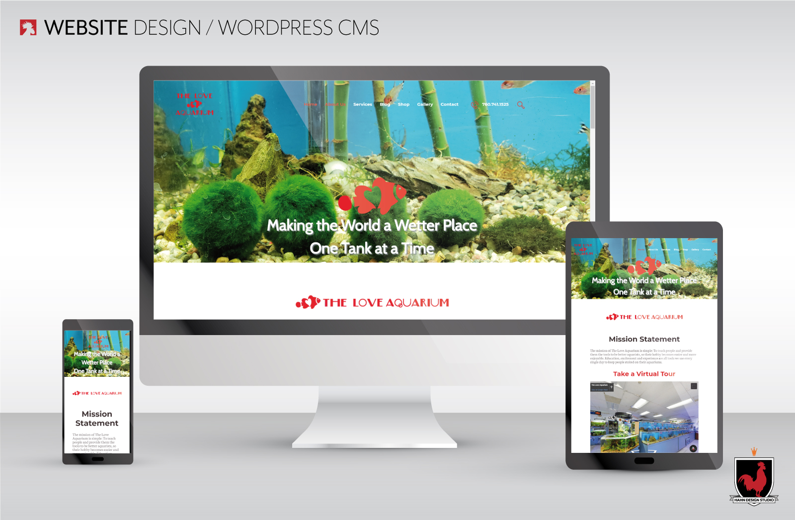 Website Design for The Love Aquarium designed by Hahn Design Studio, San Marcos, CA